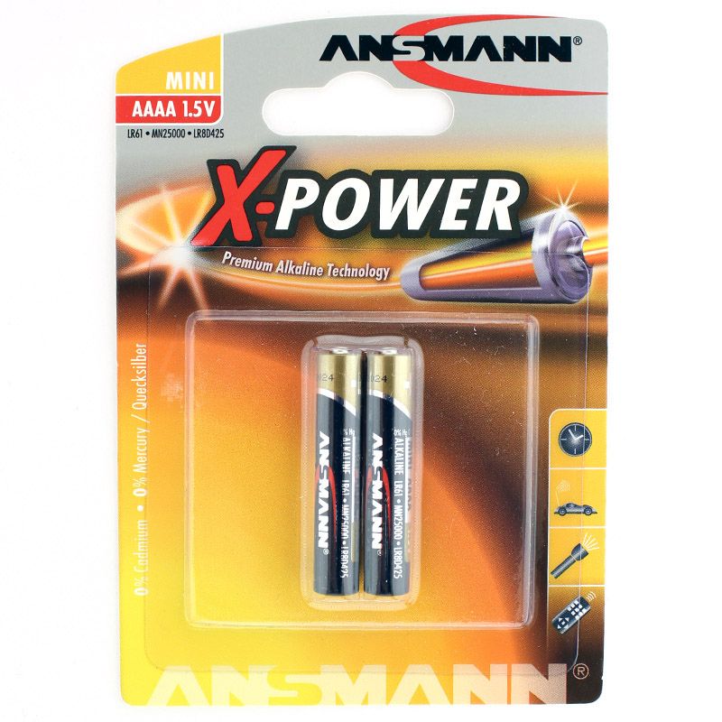 Купить Батарейки ANSMANN MN25000 1.5V SIZE:AAAA Комплект 2 шт.